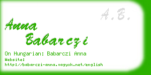 anna babarczi business card